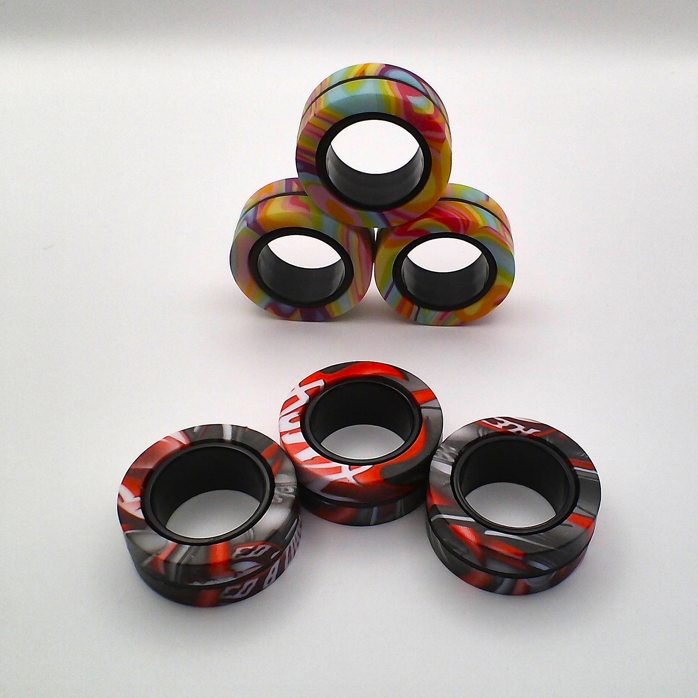 Magnetic ring spinner fidget toy set for busy hands