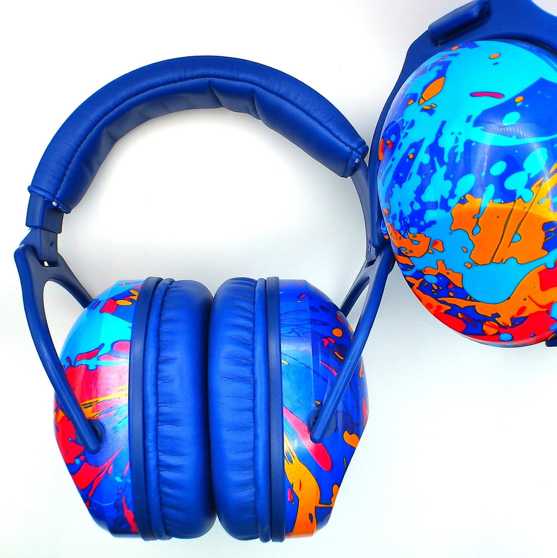 Patterned Noise Reducing Headphones - Blue Graffiti - SK72838281
